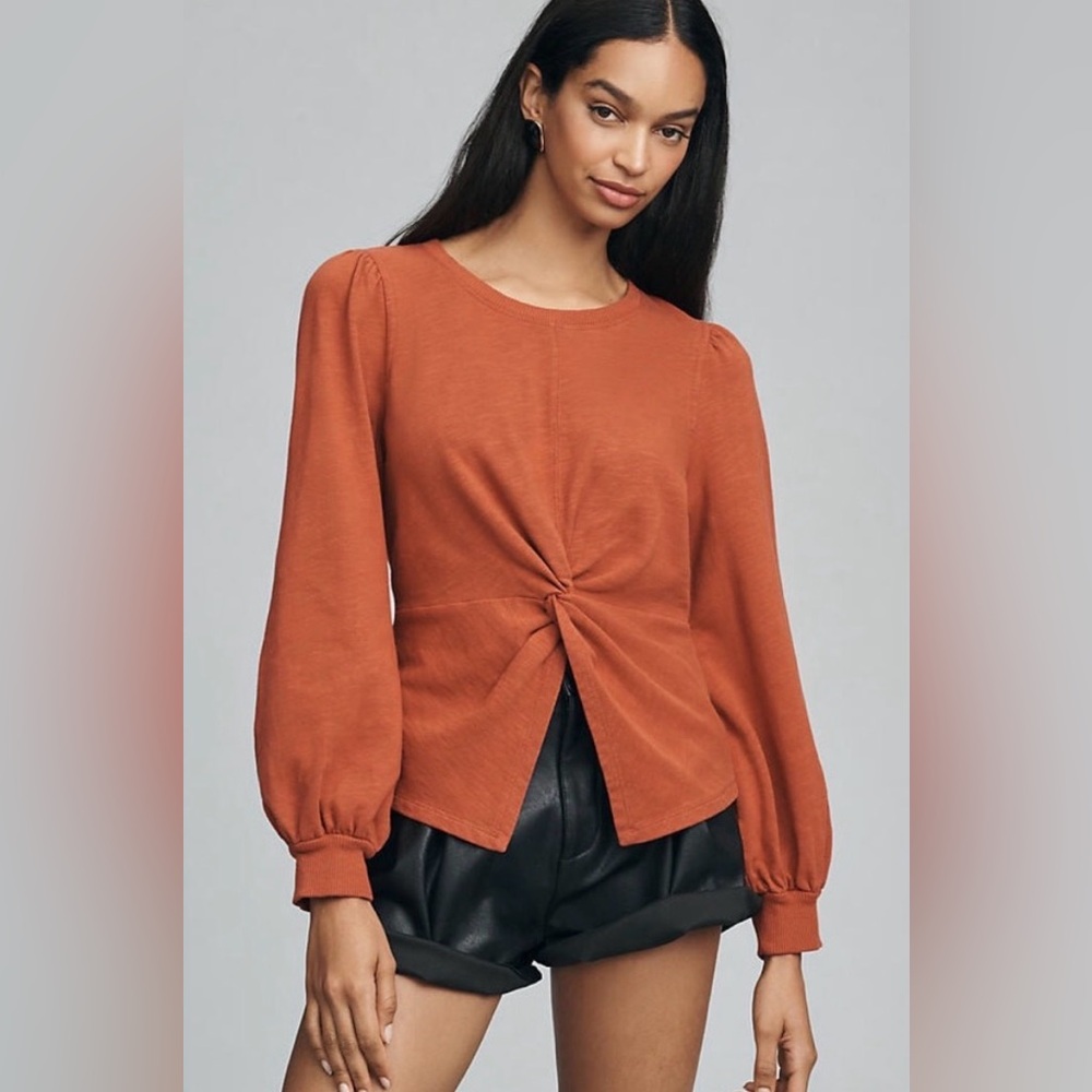 Anthropologie Pilcro Copper Twist-Front Sweatshirt XXS - Picture 4 of 4